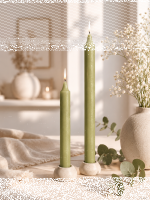 Rustik Leuchterkerzen Marble Style Olive 150 x 22 mm, 20 Stück