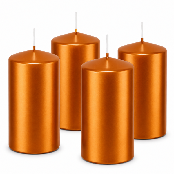 Premium Adventskranzkerzen Bernstein Metallic 100 x Ø 48 mm, 4 Stück