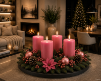 Premium Adventskranzkerzen Erdbeerrosa 100 x Ø 58 mm, 4 Stück