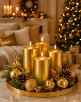 Premium Adventskranzkerzen Gold 150 x Ø 78 mm, 4 Stück