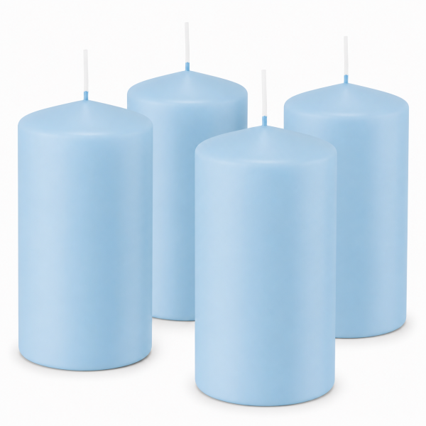 Premium Adventskranzkerzen Himmelblau 100 x Ø 48 mm, 4 Stück