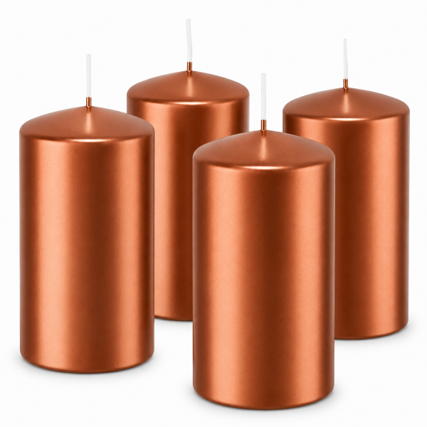 Premium Adventskranzkerzen Kupfer 80 x Ø 48 mm, 4 Stück
