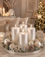 Premium Adventskranzkerzen Perle 100 x Ø 48 mm, 4 Stück