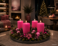 Premium Adventskranzkerzen Pink 200 x Ø 78 mm, 4 Stück