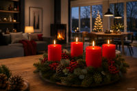 Premium Adventskranzkerzen Rot 250 x Ø 98 mm, 4 Stück