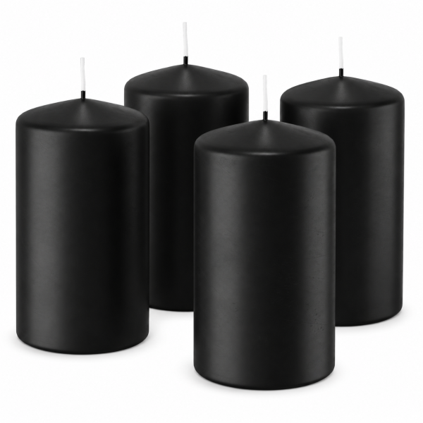 Premium Adventskranzkerzen Schwarz 150 x Ø 78 mm, 4 Stück