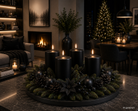 Premium Adventskranzkerzen Schwarz 300 x Ø 98 mm, 4 Stück
