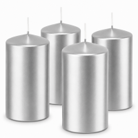 Premium Adventskranzkerzen Silber 80 x Ø 48 mm, 4 Stück