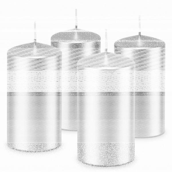 Premium Adventskranzkerzen Silber 100 x Ø 48 mm, 4 Stück