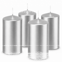 Premium Adventskranzkerzen Silber 100 x Ø 48 mm, 4 Stück