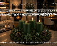 Premium Adventskranzkerzen Tannengrün 100 x Ø 78 mm, 4 Stück