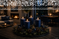 Premium Adventskranzkerzen Dunkelblau  x Ø  mm, 4...