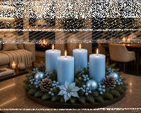 Premium Adventskranzkerzen Himmelblau  x Ø  mm, 4...