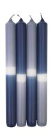 Leuchterkerzen Dip Dye Kerzen Graublau / Dunkelblau, 250 x 23 mm, 4 Stück
