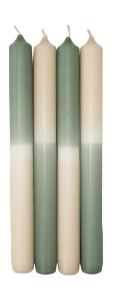 Leuchterkerzen Dip Dye Kerzen Reseda / Creme, 250 x 23 mm, 4 Stück