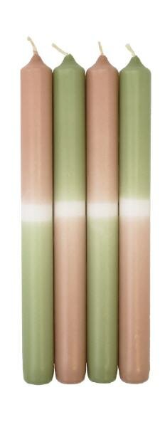 Leuchterkerzen Dip Dye Kerzen Lachs / Aloe Vera Pastelgrün, 250 x 23 mm, 4 Stück